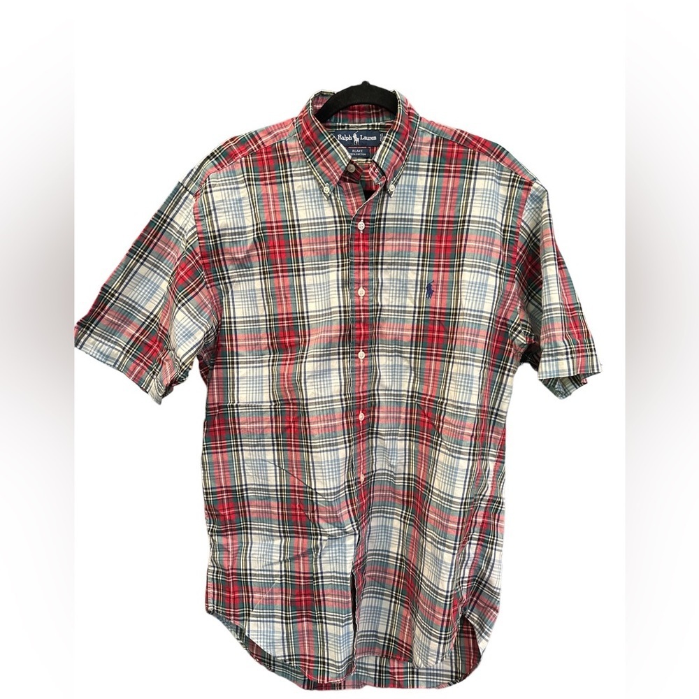 Ralph Lauren Blake 100% Cotton Red Plaid Shirt Sleeve Small Excellent